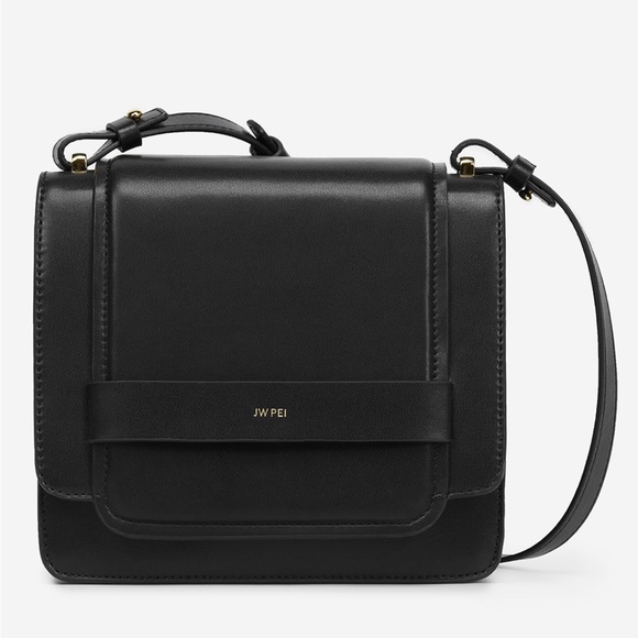 JW PEI Fiona Accordion Expandable Vegan Black Leather Crossbody Purse Bag - Picture 1 of 14